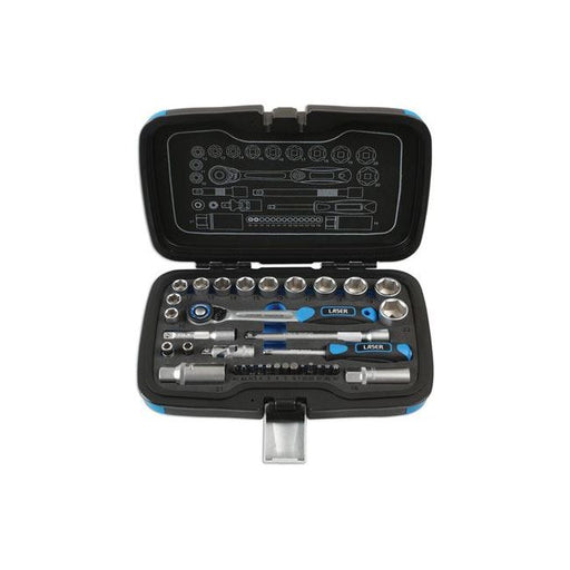Laser Socket Set 3/8"D, 1/4"D 34pc 6918 Laser - Dynamic Drive