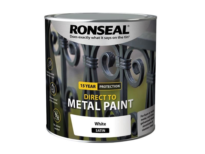 Ronseal Direct to Metal Paint White Satin 2.5 litre Ronseal - Dynamic Drive