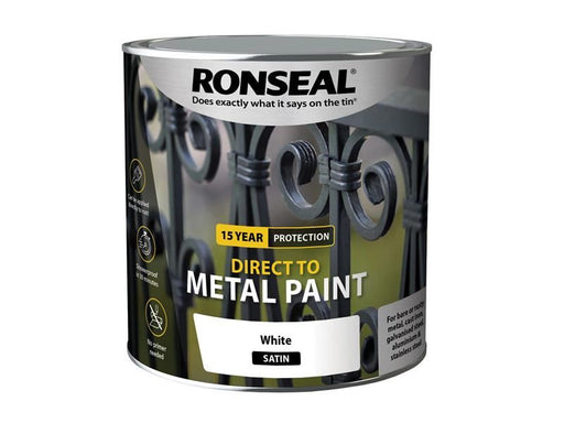 Ronseal Direct to Metal Paint White Satin 2.5 litre Ronseal - Dynamic Drive