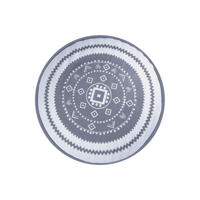 Outdoor Garden Rug Portable Mat for Decking Patio Round Grey/White 150 cm Dia Gardenwize  - Dynamic Drive