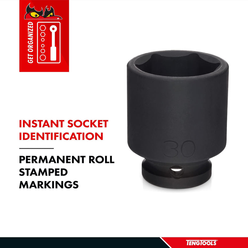 Teng Tools 1/2" Stubby Impact Socket DIN Metric 22mm Teng Tools - Dynamic Drive