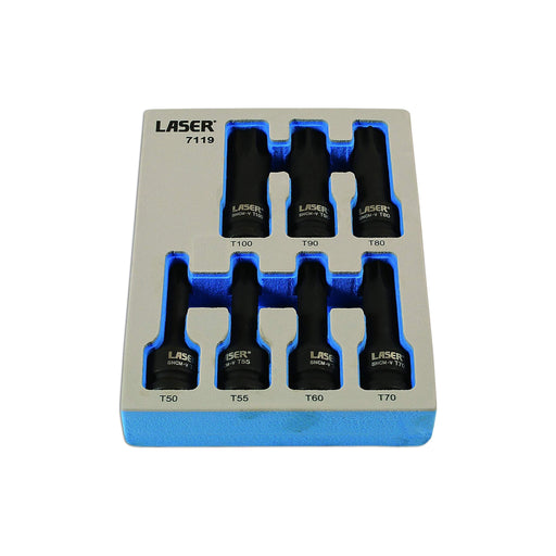 Laser Long Impact Star Socket Bit Set 1/2"D 7pc 7119 Laser - Dynamic Drive
