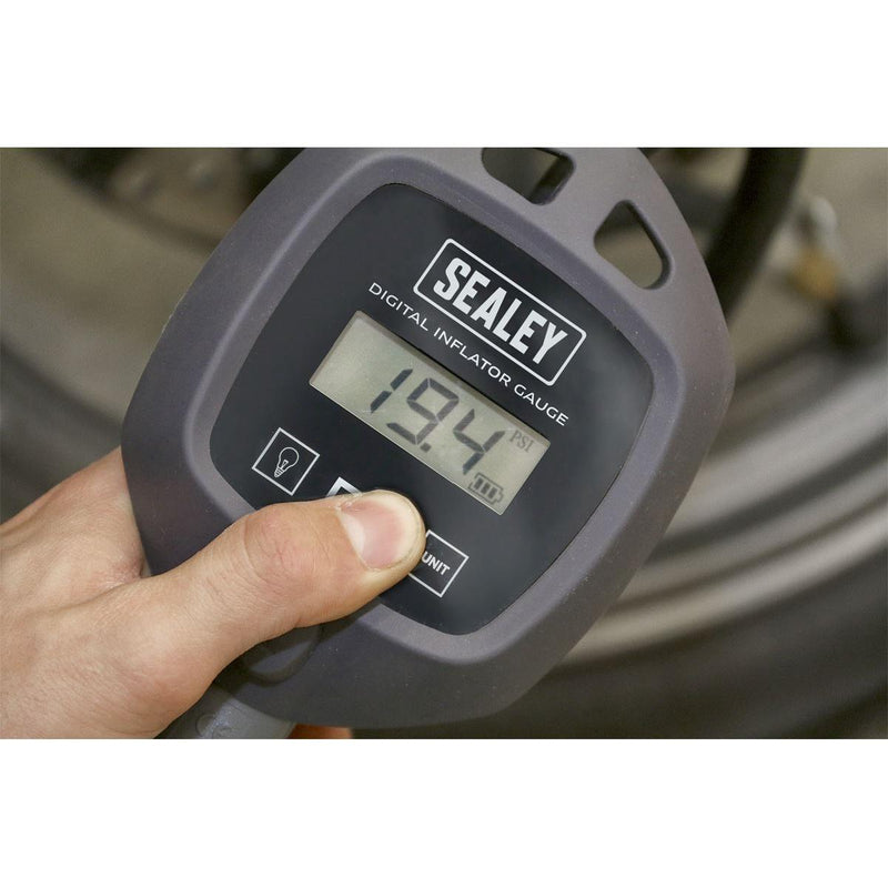 Sealey Digital Tyre Inflator with Clip-On Connector SA394 Sealey - Dynamic Drive