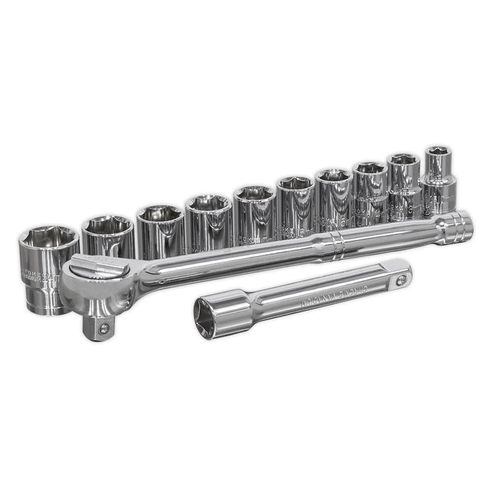 Sealey Socket Set 12pc 1/2"Sq Drive 6pt WallDrive Metric S0505 Sealey - Dynamic Drive