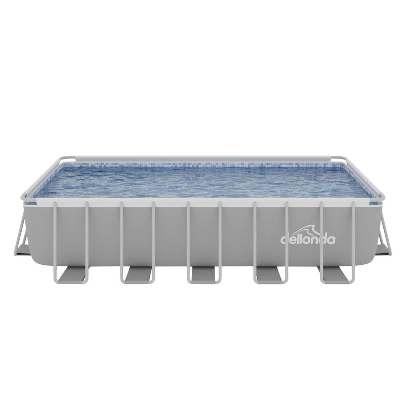 Dellonda Steel Frame Rectangular Swimming Pool - Step Ladder & Filter Pump 21ft Dellonda - Dynamic Drive