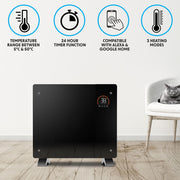 Baridi 1000W Electric Glass Panel Heater with 24/7 Timer, Remote Control & Wi-Fi - Black Baridi  - Dynamic Drive