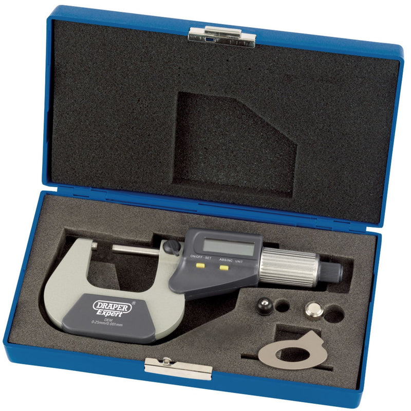 Draper Dual Reading Digital External Micrometer, 0 - 25mm/0 - 1" 46599 Draper - Dynamic Drive