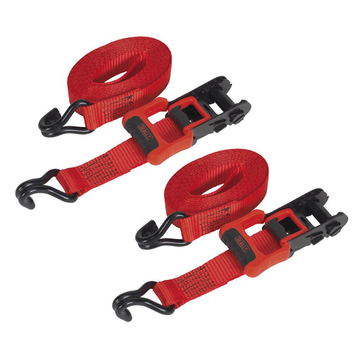 Sealey Ratchet Straps 32mm x 4.9m Polyester Webbing with J-Hooks 1200kg Breaking Sealey - Dynamic Drive