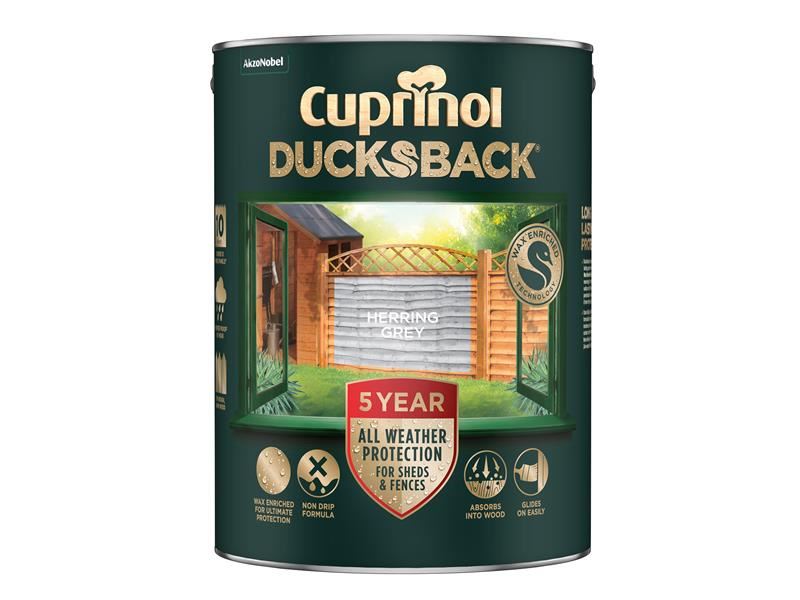 Cuprinol Ducksback 5 Year Waterproof for Sheds & Fences Herring Grey 5 litre Cuprinol - Dynamic Drive