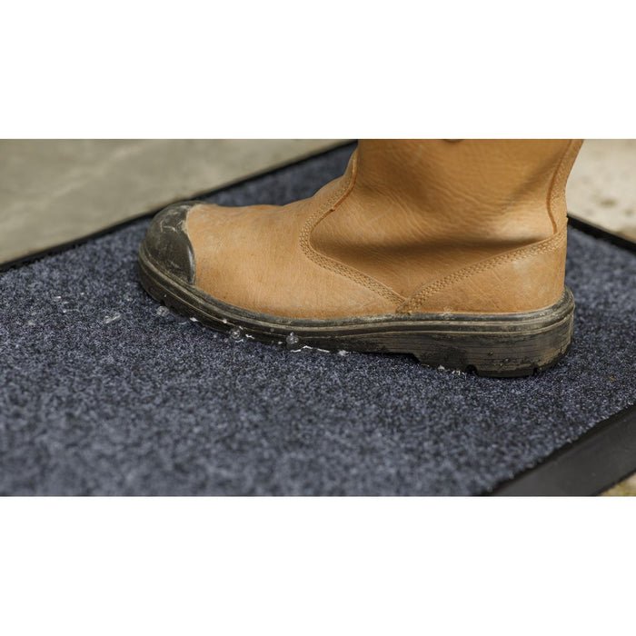 Sealey Rubber Disinfection Mat With Removable Polyester Carpet 450 x 750mm DRM01 Sealey - Dynamic Drive