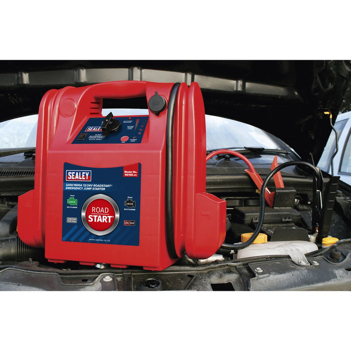Sealey RoadStart® Emergency Jump Starter 12/24V 3200/1600 Peak Amps Sealey  - Dynamic Drive