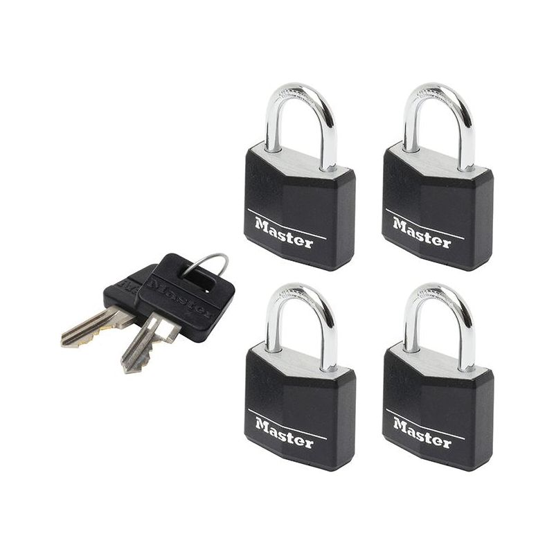 Master Lock Aluminium Black Vinyl Cover 20mm Padlock 3-Pin - Keyed Alike x 4 Master Lock - Dynamic Drive