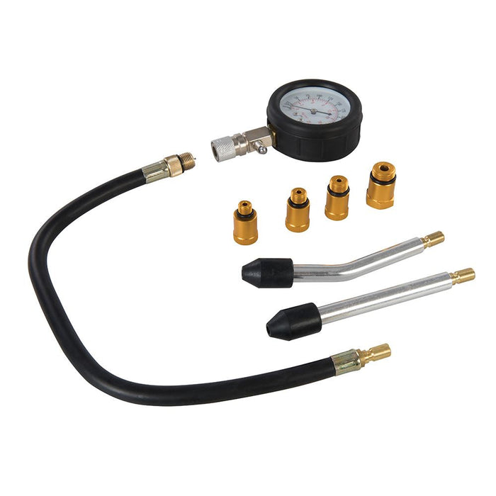Silverline Petrol Engine Compression Test Kit 8pce 0 - 300psi Silverline - Dynamic Drive