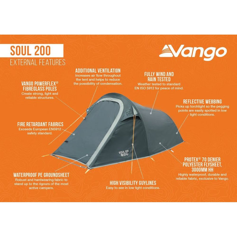 Vango Soul 200 Pole Tent Deep Blue Vango - Dynamic Drive