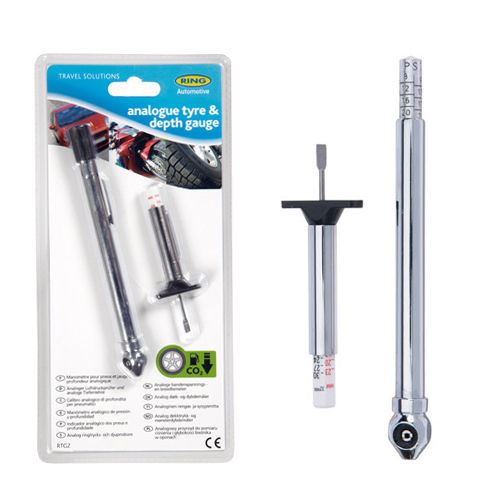 Ring Automotive Analogue Car Tyre Tread Depth & Pressure Gauge Measure Psi Ring  - Dynamic Drive