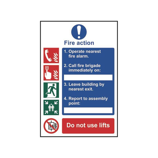 Scan Fire Action Procedure, Style 1 - PVC Sign 200 x 300mm Scan - Dynamic Drive