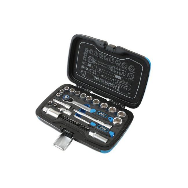 Laser Socket Set 3/8"D, 1/4"D 34pc 6918 Laser - Dynamic Drive