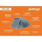 Vango Skye 500 Tent 5 Man Trekking Backpacking Tunnel Tent Vango - Dynamic Drive