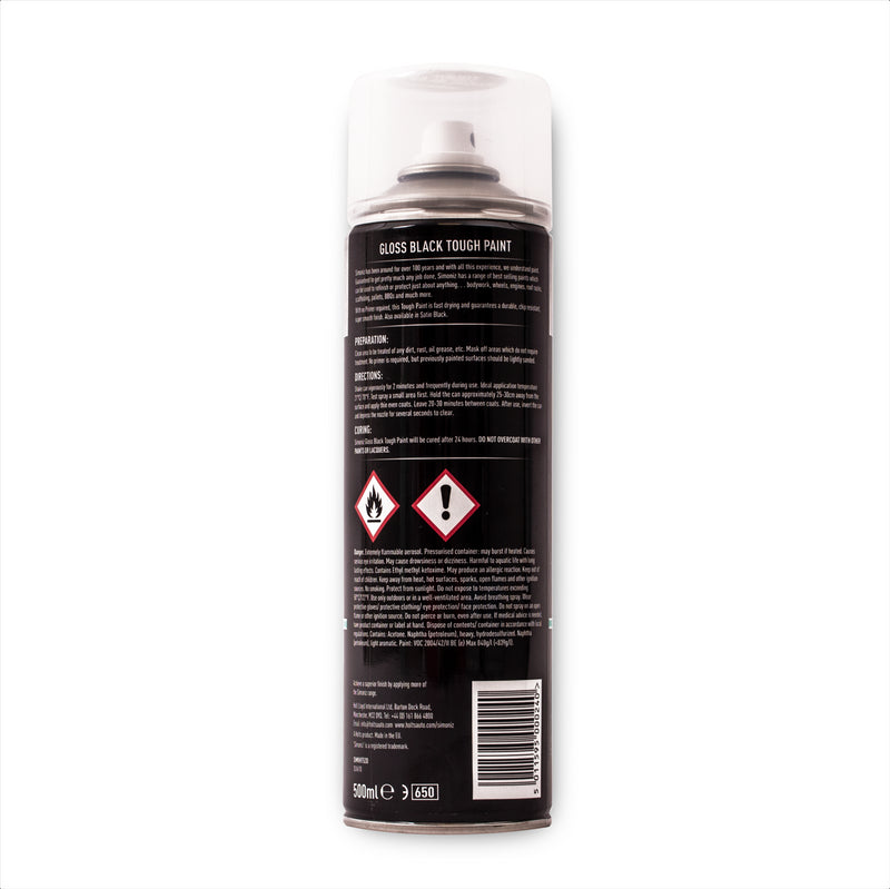 Simoniz Gloss Black Tough Car Spray Protection Paint Aerosol Durable 500ml Simoniz - Dynamic Drive