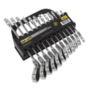 Sealey Flexible Head Ratchet Combination Spanner Set 12pc Metric S0635 Siegen by Sealey - Dynamic Drive