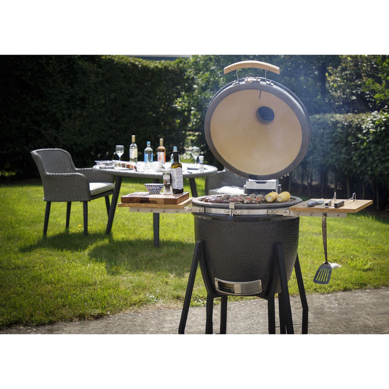 Dellonda Deluxe 22"(56cm) Ceramic Kamado Style BBQ with Wheeled Stand Dellonda - Dynamic Drive