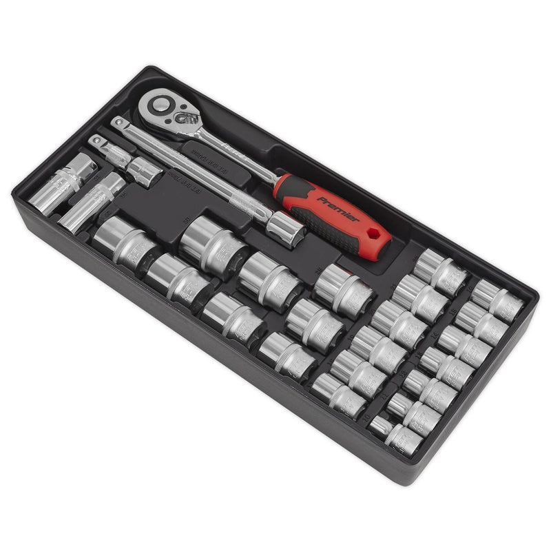 Sealey Tool Tray with Socket Set 26pc 1/2"Sq Drive TBT35 Sealey - Dynamic Drive