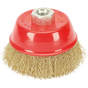 Draper Brassed Steel Crimped Wire Cup Brush, 100mm, M14 41445 Draper - Dynamic Drive