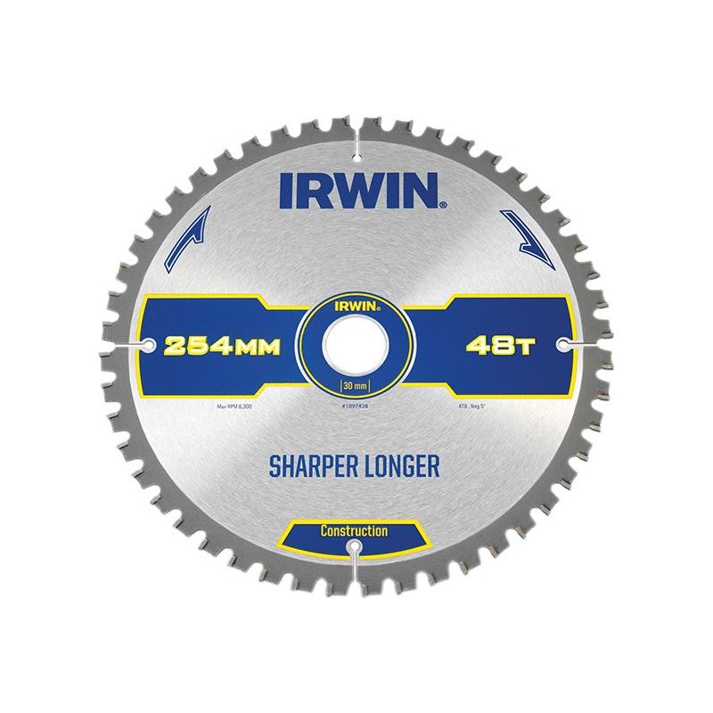 Irwin® Construction Mitre Circular Saw Blade 254 x 30mm x 48T ATB/Neg IRWIN® - Dynamic Drive
