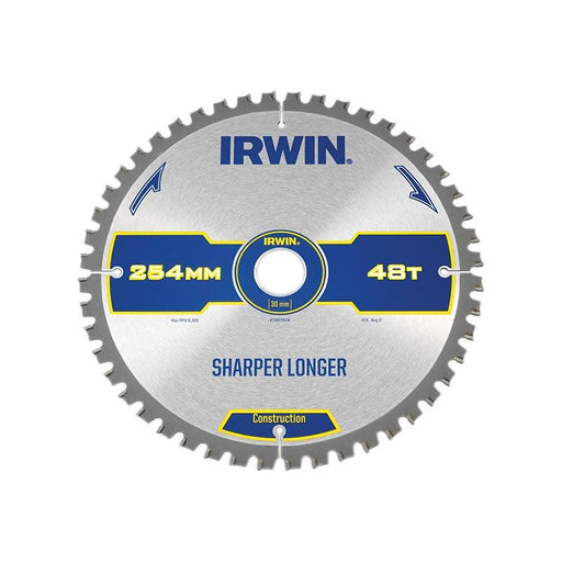 Irwin® Construction Mitre Circular Saw Blade 254 x 30mm x 48T ATB/Neg IRWIN® - Dynamic Drive
