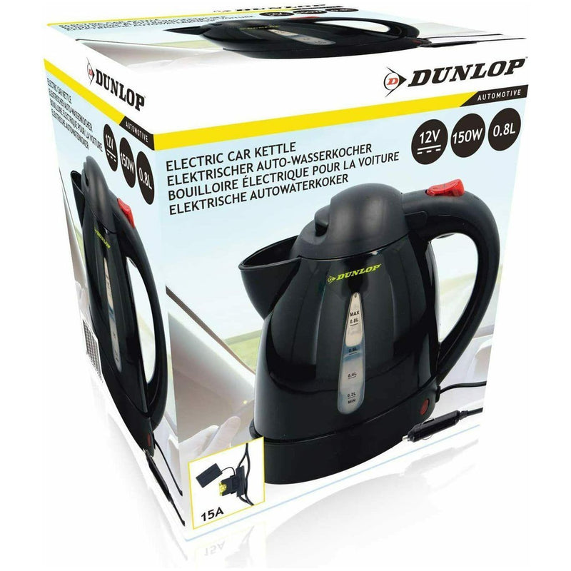 12V In Car Dunlop Kettle 0.8 Litre 150W 12 Volt Caravan Van 4X4 Boat Travel Dunlop - Dynamic Drive