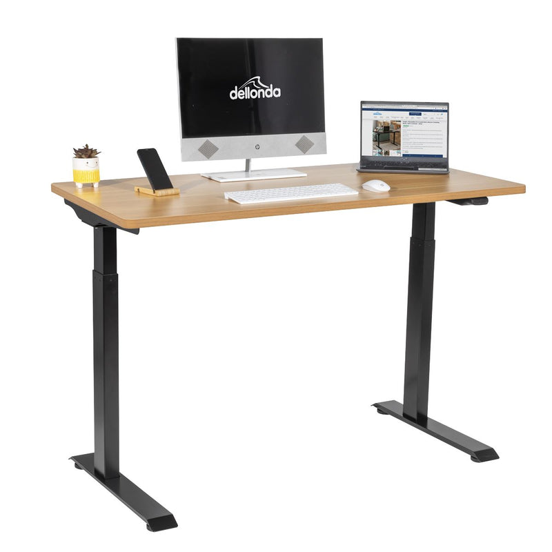 Dellonda Single Motor Adjustable-Height Electric Sit/Stand Desk - Oak Desktop Dellonda - Dynamic Drive