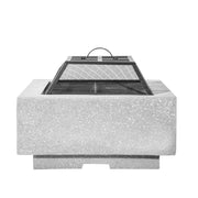 Dellonda Square Fire Pit with BBQ Grill Safety Mesh Screen Fire Poker Light Grey Dellonda - Dynamic Drive