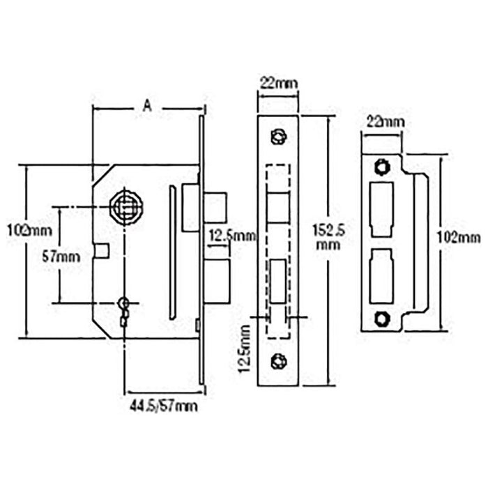 Yale Locks PM246 Internal 2 Lever Mortice Sashlock Polished Chrome 67mm 2.5in Yale Locks - Dynamic Drive