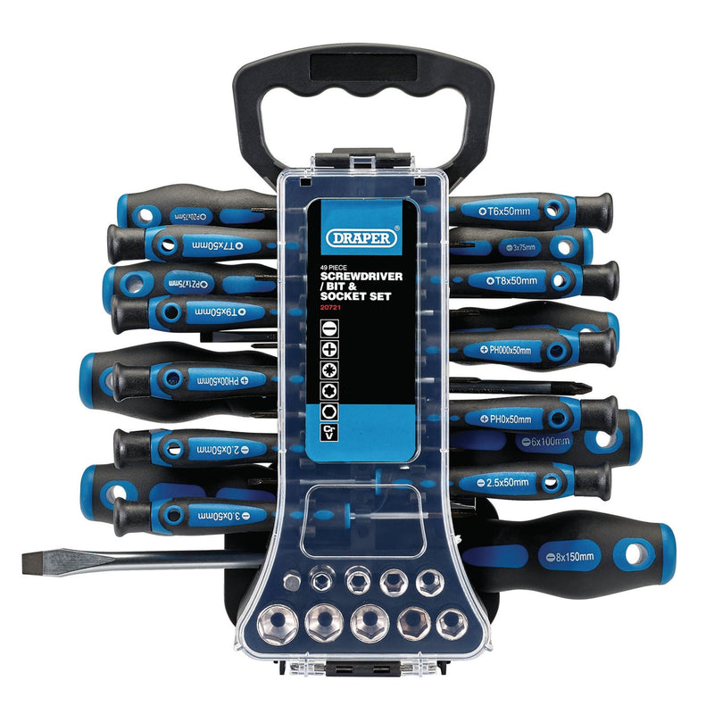 Draper Screwdriver, Socket and Bit Set (49 Piece) 20721 Draper - Dynamic Drive