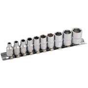Draper Metric Socket on Metal Rail, 1/4" Sq. Dr. (10 Piece) 16398 Draper - Dynamic Drive