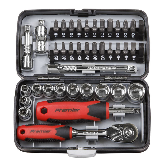 Sealey Premier 38pc 1/4" Drive Socket and Screwdriver Bit Set 72 Tooth Ratchet Sealey  - Dynamic Drive