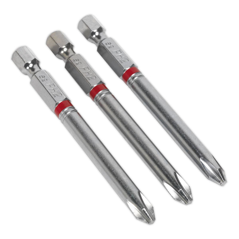 Sealey Power Tool Bit Phillips #2 Colour-Coded S2 75mm Pack of 3 AK210511 Sealey - Dynamic Drive