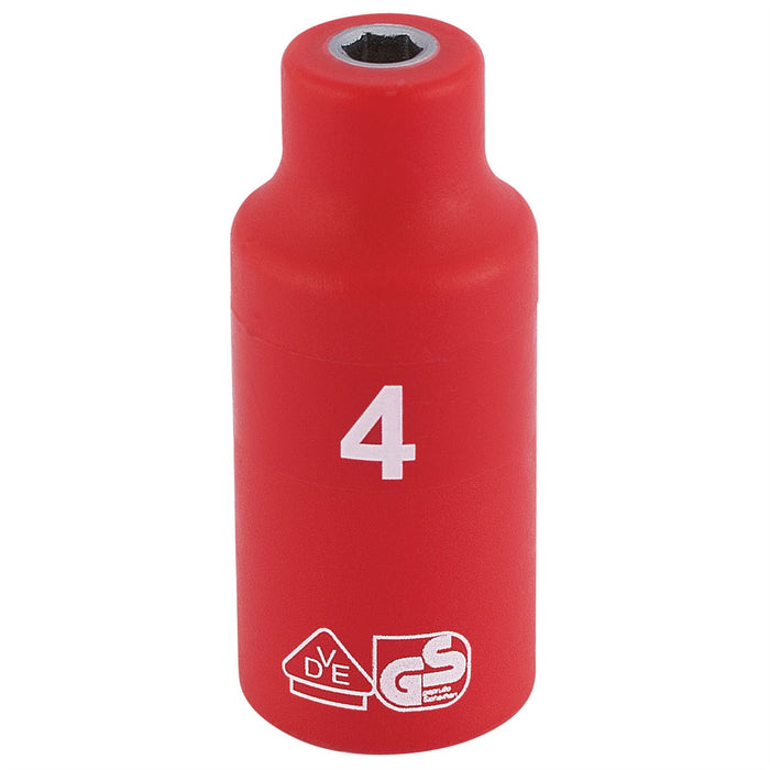 Draper Fully Insulated VDE Socket, 1/4" Sq. Dr., 4mm 31143 Draper - Dynamic Drive