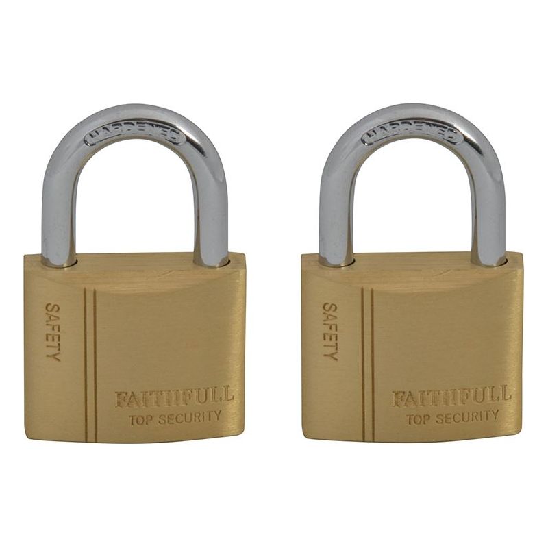 Faithfull Brass Padlock Keyed Alike 2 x 40mm Faithfull - Dynamic Drive