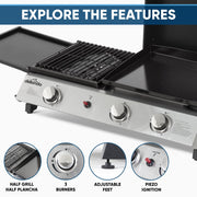 Dellonda 3 Burner Stainless Steel Portable Gas Plancha/Grill 8.5kW Dellonda - Dynamic Drive