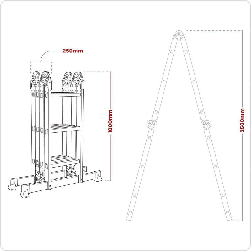 Sealey Folding Platform Ladder 4-Way Aluminium - BS EN 131 AFPL1 Sealey - Dynamic Drive
