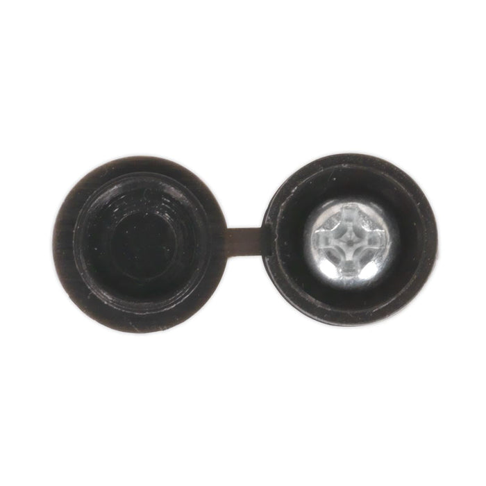 Sealey Numberplate Screw & Flip Cap 4.2 x 19mm Black Pack of 50 NPBK50 Sealey - Dynamic Drive