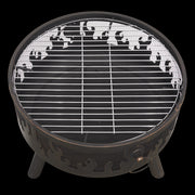 Dellonda Deluxe Firepit Fireplace Outdoor Patio Heater Cooking Grill & Poker Dellonda  - Dynamic Drive
