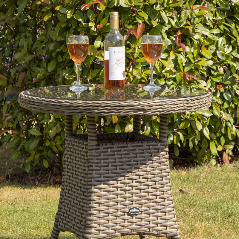 Dellonda Chester Rattan Wicker Round Outdoor Table with Tempered Glass Top Dellonda - Dynamic Drive