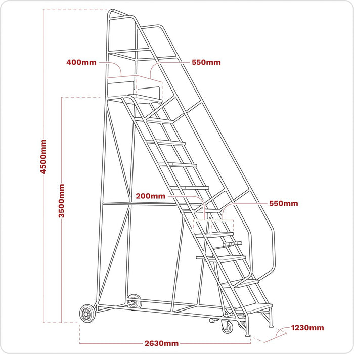 Sealey Mobile Safety Steps 14-Tread MSS14 Sealey - Dynamic Drive