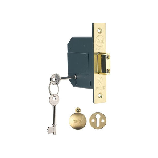 Yale Locks PM562 Hi-Security BS 5 Lever Mortice Deadlock 81mm 3in Polished Brass Yale Locks - Dynamic Drive