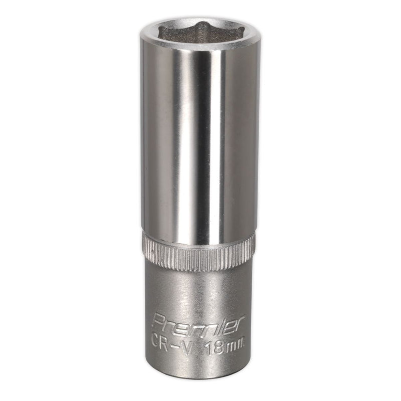 Sealey WallDrive Socket 18mm Deep 1/2"Sq Drive S1218D Sealey - Dynamic Drive