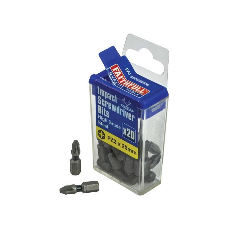 Faithfull Pozi Impact Screwdriver Bits PZ2 x 25mm (Pack 20) Faithfull - Dynamic Drive