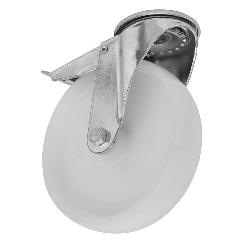 Sealey Heavy-Duty Nylon Castor Wheel Bolt Hole with Total Lock100mm Trade Sealey - Dynamic Drive