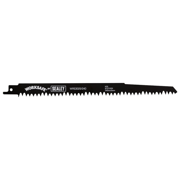 Sealey Reciprocating Saw Blade Wood 240mm 5tpi Pack of 5 WRS3029/240 Sealey - Dynamic Drive